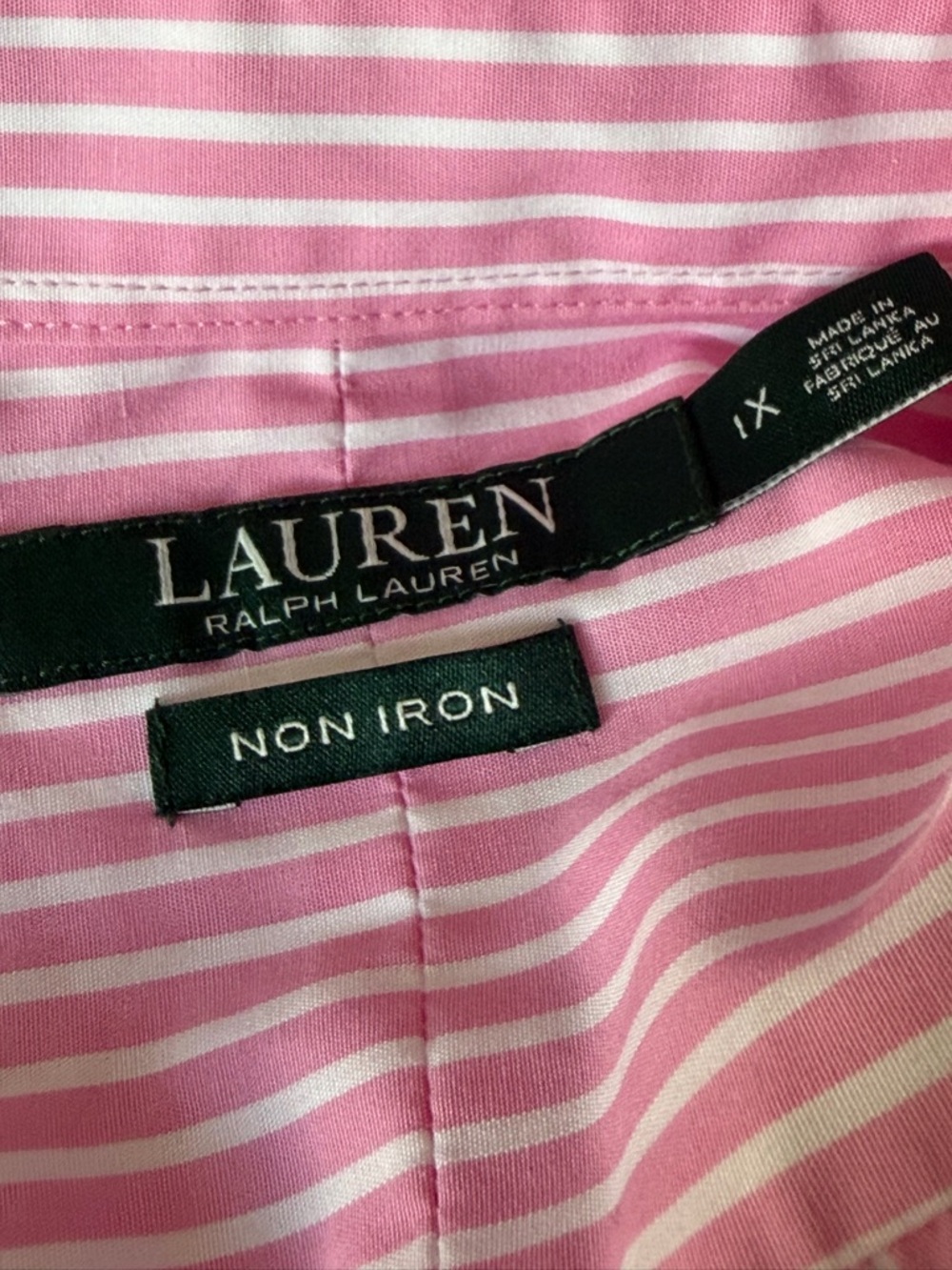 Lauren Ralph Lauren Pink & White Stripe Cotton Long Sleeve Shirt 1X 54750 - Picture 12 of 15